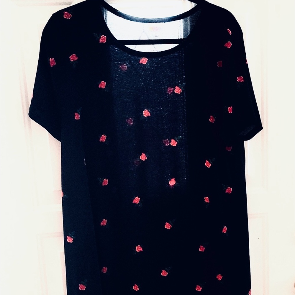 LuLaRoe Floral Dress Black with Pink Flowers - Size XL - VGUC